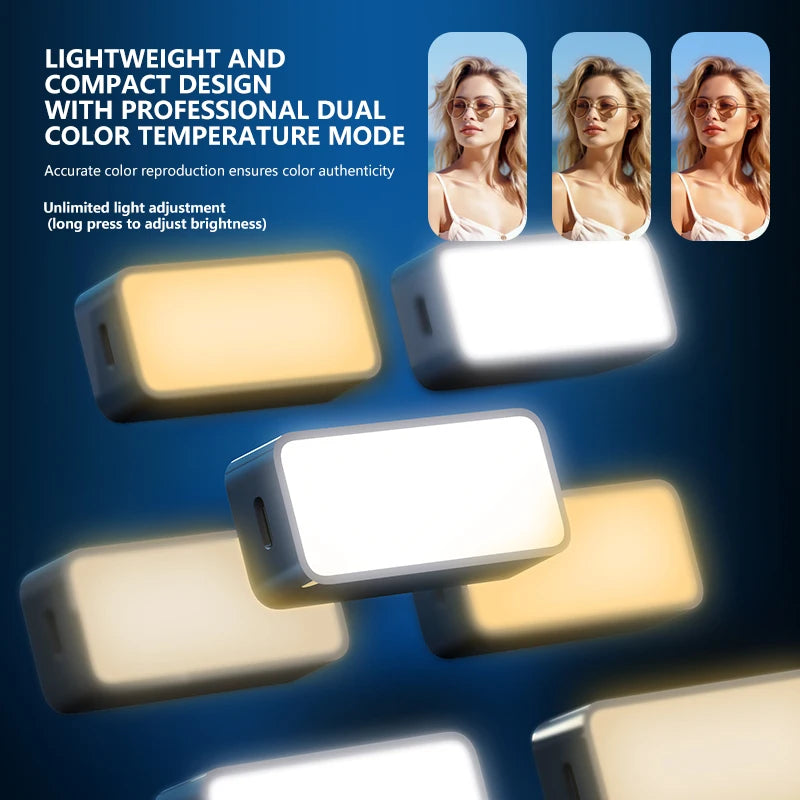 Magnetic Portable Mini Selfie Fill Light Adjustable Lighting Rechargeable Portable Led Video Light For Tiktok Camera Mobile IPad