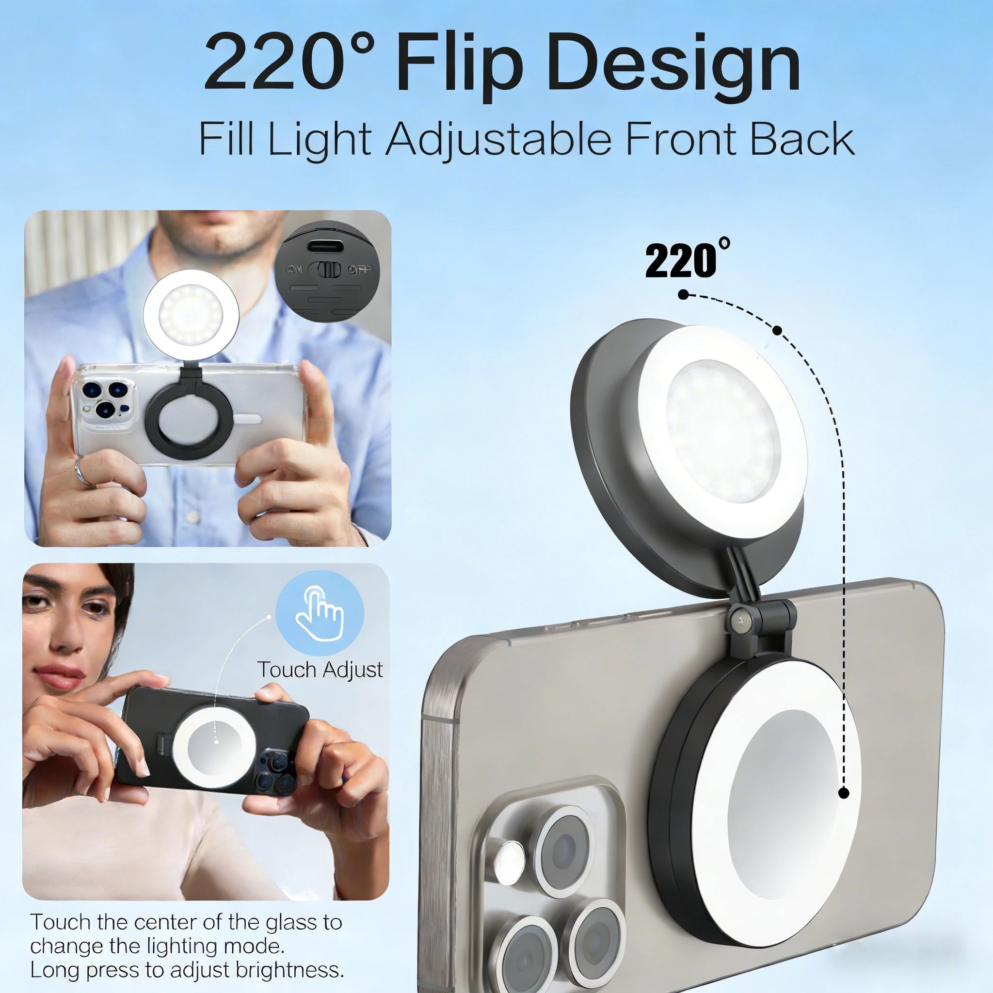 Mobile Phone Magnetic Fill Light For Magsafe Portable Handheld Fill Light For Multi-Angle Selfie Mobile Phone Photography Lamp