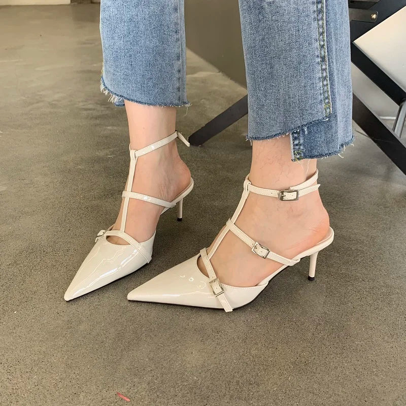 Eilyken Spring New Gold Silver Pumps Women Fashion Pointed Ladies Elegant Thin High Heel Hollow Out Dress Sandalias De Mujer