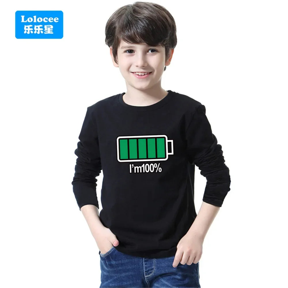 Off Road Cartoon Car Print Graphic T-shirt Tops for Boys, Spring Autumn Children's Long Sleeve Pickup Truck Tees YYPK1