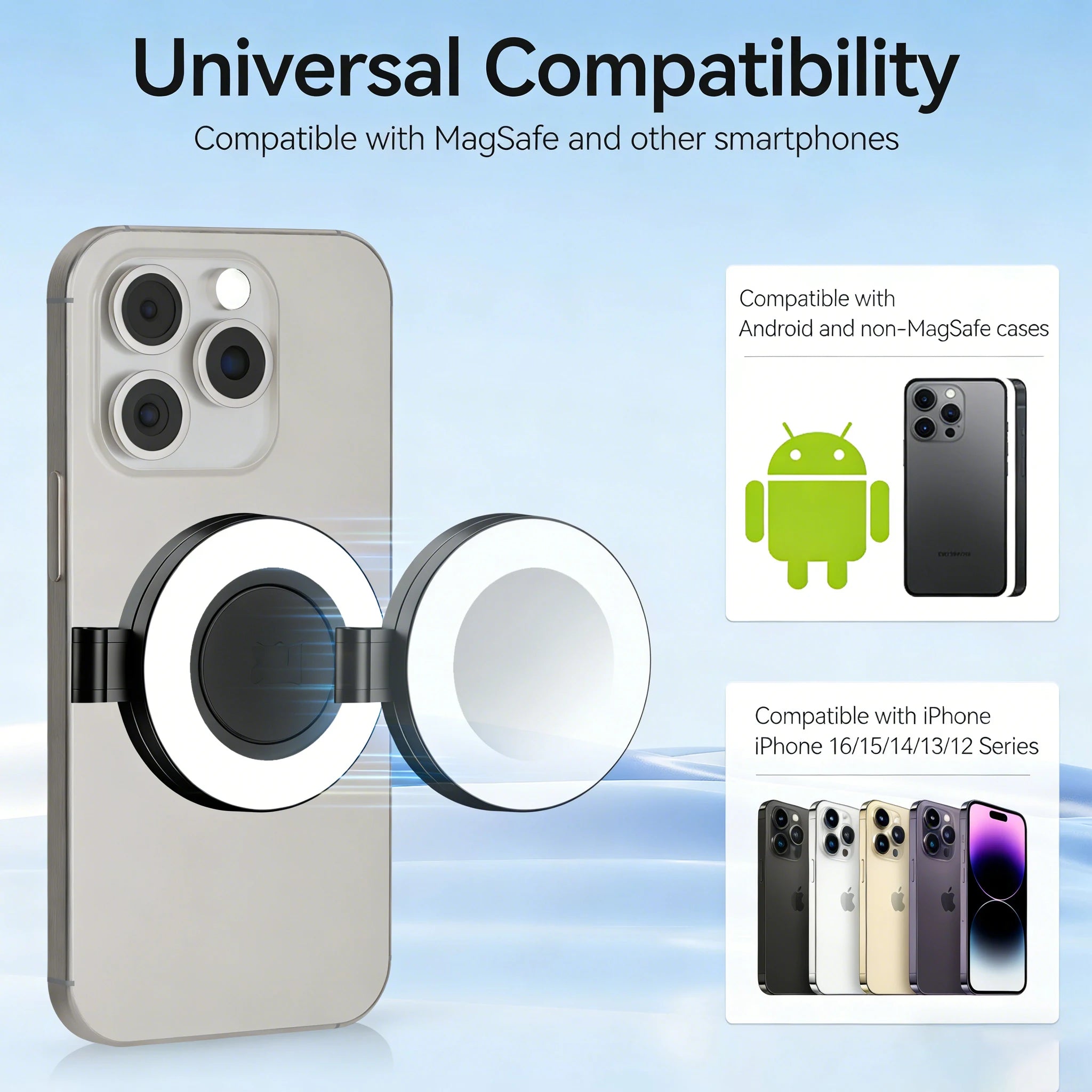 Mobile Phone Magnetic Fill Light For Magsafe Portable Handheld Fill Light For Multi-Angle Selfie Mobile Phone Photography Lamp