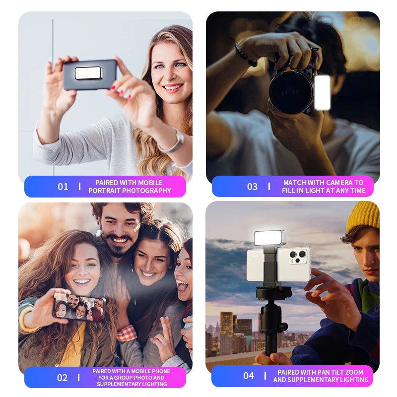 Magnetic Portable Mini Selfie Fill Light Adjustable Lighting Rechargeable Portable Led Video Light For Tiktok Camera Mobile IPad