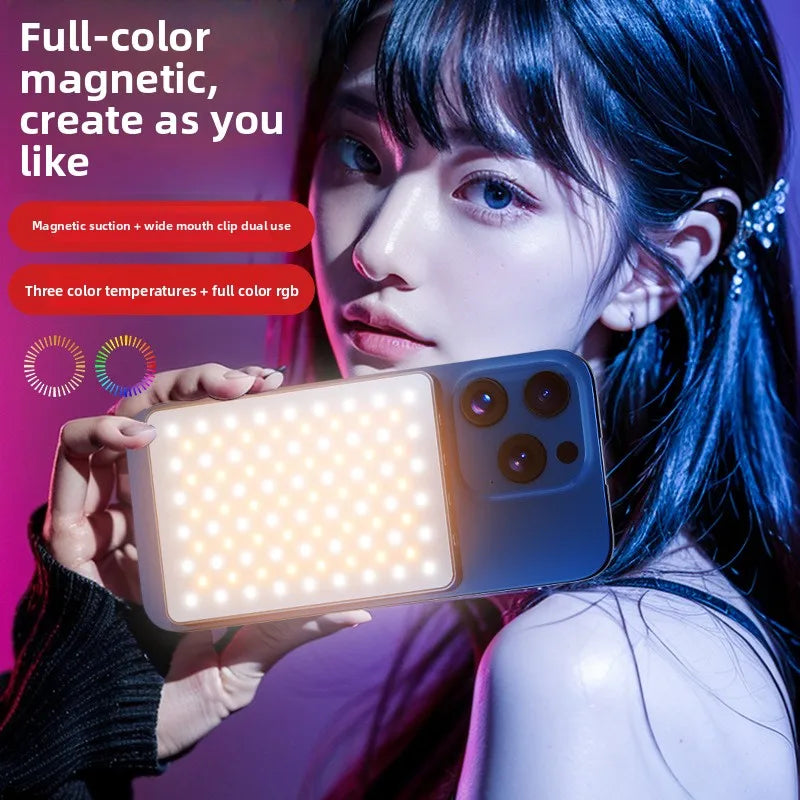 Portable Magnetic Mobile Phone Fill Light RGB Fill Light For Phone Camera Professional Live Stream Video Photography Lighting