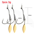 3pcs Offset Fishing Hooks Weighted Crank Hook With Spoon Sequins Fishing Hook With Spring Pin Fish Hooks Fit for Texas Rigs