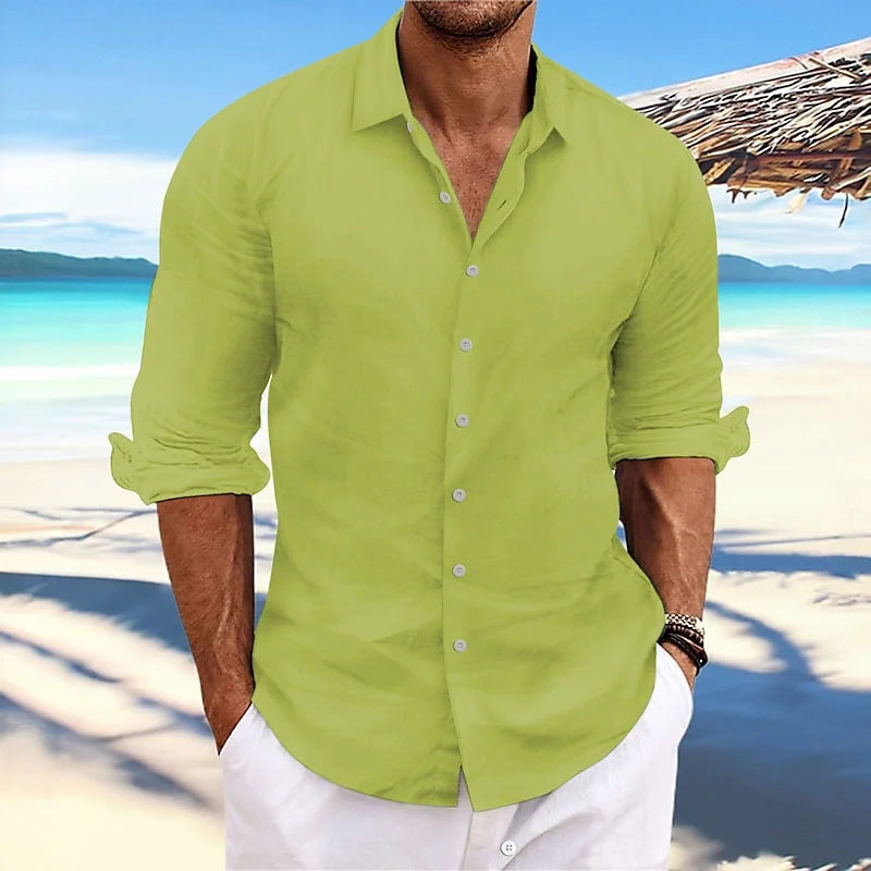 2025 Men's Shirt Shirt Button Shirt Casual Long Sleeve Solid Color Spring Autumn New Casual Daily Clothing Apparel Tops