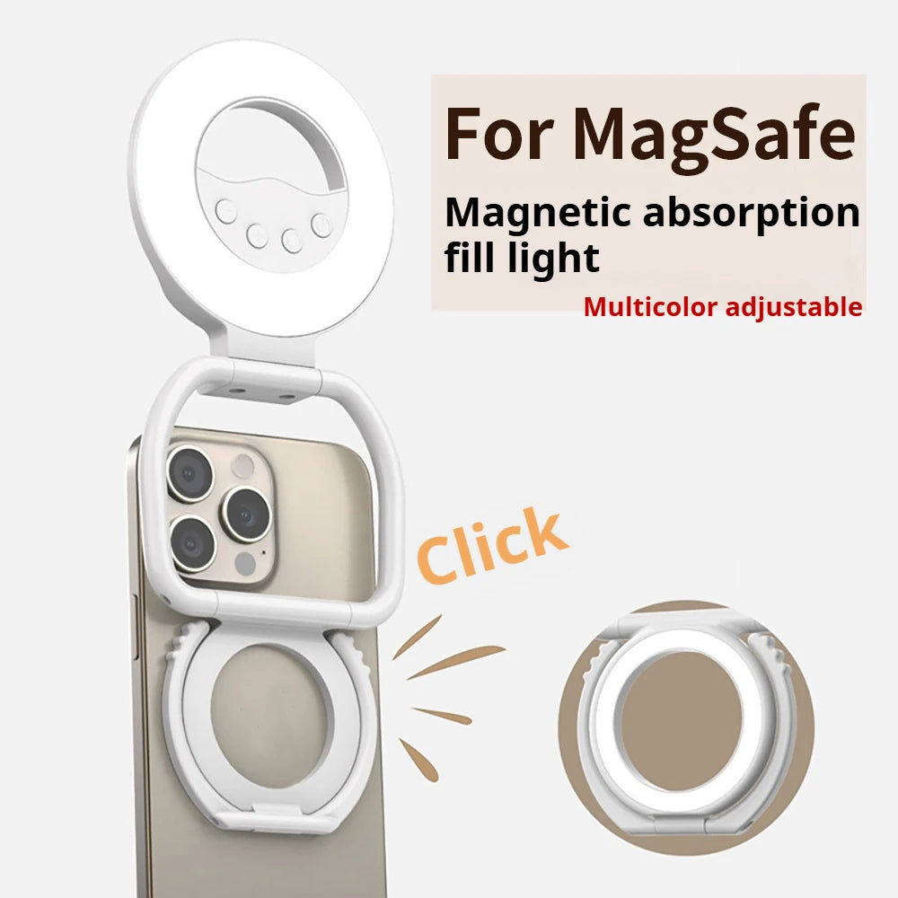 Magnetic Mobile Phone Fill Light Live Streaming Camera Beauty Light RGB Pocket Full-color LED USB Charging Photo Ambient Light