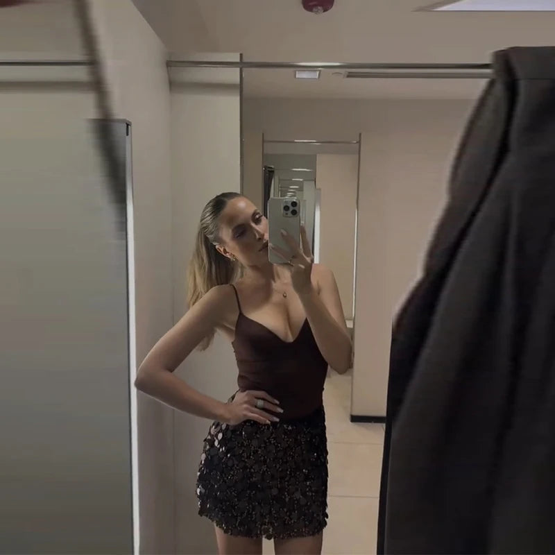 Elegant Sequin Patchwork Belt Long Dress Women Half Sleeve Slim Backless Party Black Dresses 2026 Spring Chic Lady Evening Gowns